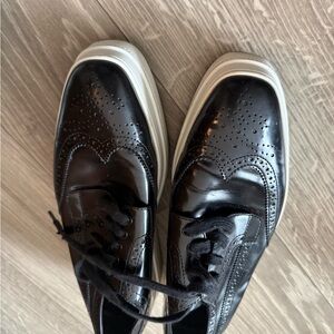 Prada Men's Black Brogue Shoes with platform, size 41.  Very cool.